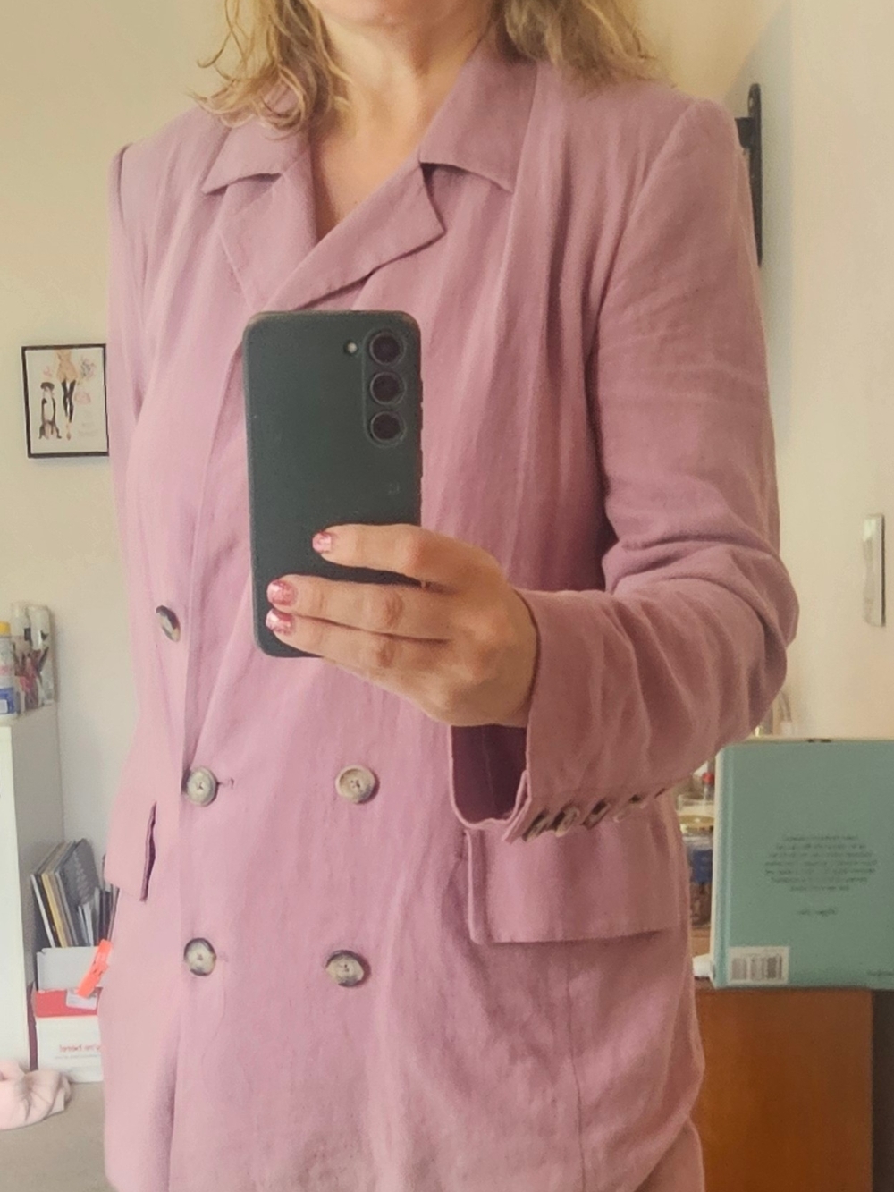 Free PEOPLE size S Womens Double-Breasted Blazer Jacket, LINEN feel & Lined